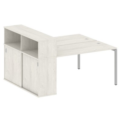 Metal System Quattro 4x4 40БП.РС-СШК-2.3 (Дуб наварра/Серый) Рабочая станция на П-образном м/кс опорным шкафом-купе