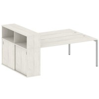 Metal System Quattro 4x4 40БП.РС-СШК-2.5 (Дуб наварра/Серый) Рабочая станция на П-образном м/к с опорным шкафом-купе