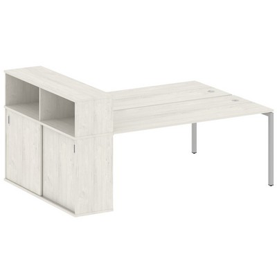 Metal System Quattro 4x4 40БП.РС-СШК-2.5 (Дуб наварра/Серый) Рабочая станция на П-образном м/к с опорным шкафом-купе