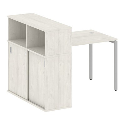Metal System Quattro 4x4 40БП.РС-СШК-3.1 (Дуб наварра/Серый) Стол письменный на П-образном м/к с опорным шкафом-купе