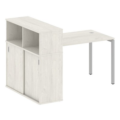 Metal System Quattro 4x4 40БП.РС-СШК-3.2 (Дуб наварра/Серый) Стол письменный на П-образном м/к с опорным шкафом-купе