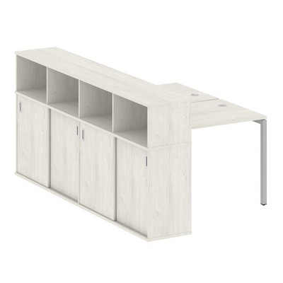 Metal System Quattro 4x4 40БП.РС-СШК-4.1 (Дуб наварра/Серый) Рабочая станция на П-образном м/к с опорным шкафом-купе