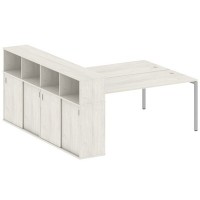 Metal System Quattro 4x4 40БП.РС-СШК-4.5 (Дуб наварра/Серый) Рабочая станция на П-образном м/к с опорным шкафом-купе