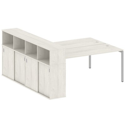 Metal System Quattro 4x4 40БП.РС-СШК-4.5 (Дуб наварра/Серый) Рабочая станция на П-образном м/к с опорным шкафом-купе