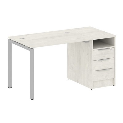 Metal System Quattro 4x4 40БП.РС-СТП -1.1 (Дуб наварра/Серый) Рабочая станция на П-образном м/к с опорной тумбой