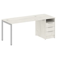 Metal System Quattro 4x4 40БП.РС-СТП -1.3 (Дуб наварра/Серый) Рабочая станция на П-образном м/к с опорной тумбой