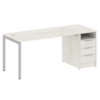 Metal System Quattro 4x4 40БП.РС-СТП -1.3 (Дуб наварра/Серый) Рабочая станция на П-образном м/к с опорной тумбой