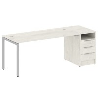 Metal System Quattro 4x4 40БП.РС-СТП -1.4 (Дуб наварра/Серый) Рабочая станция на П-образном м/к с опорной тумбой