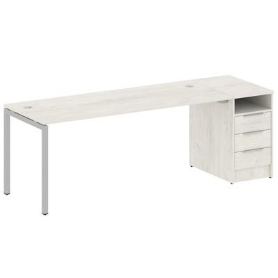 Metal System Quattro 4x4 40БП.РС-СТП -1.5 (Дуб наварра/Серый) Рабочая станция на П-образном м/к с опорной тумбой