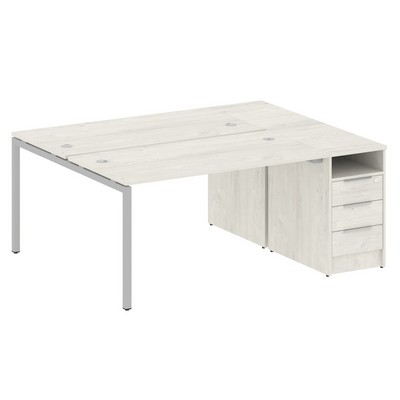 Metal System Quattro 4x4 40БП.РС-СТП-2.3 (Дуб наварра/Серый) Рабочая станция на П-образном м/к с опорной тумбой