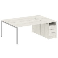 Metal System Quattro 4x4 40БП.РС-СТП-2.4 (Дуб наварра/Серый) Рабочая станция на П-образном м/к с опорной тумбой