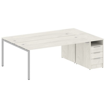 Metal System Quattro 4x4 40БП.РС-СТП-2.5 (Дуб наварра/Серый) Рабочая станция на П-образном м/к с опорной тумбой