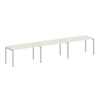 Metal System Quattro 4x4 40БП.СМ-3.3 (Дуб наварра/Серый) Рабочая станция на 3 раб.места на П-образном м/к