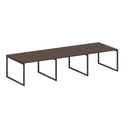 Metal System Quattro 4x4 40БО.ПРГ-3.2 (Венге цаво/Черный) Переговорный стол, 3 столешницы на О-образном м/к