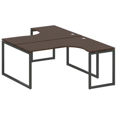 Metal System Quattro 4x4 40БО.РАС-СА-2.4 (Венге цаво/Черный) Рабочая станция криволинейная на О-образном м/к