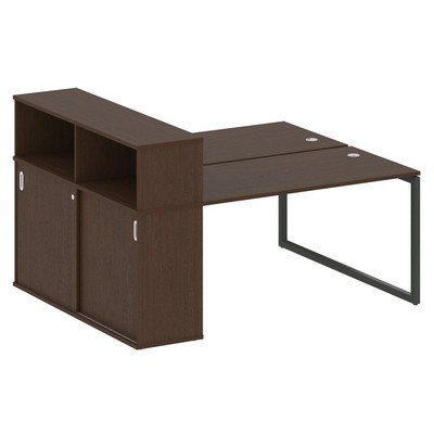 Metal System Quattro 4x4 40БО.РС-СШК-2.3 (Венге цаво/Черный) Рабочая станция на О-образном м/к с опорным шкафом-купе