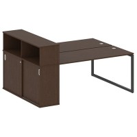 Metal System Quattro 4x4 40БО.РС-СШК-2.4 (Венге цаво/Антрацит) Рабочая станция на О-образном м/к с опорным шкафом-купе