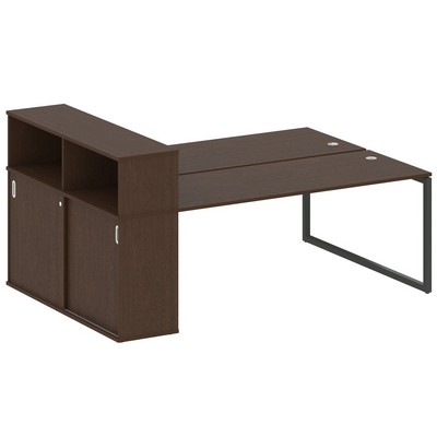 Metal System Quattro 4x4 40БО.РС-СШК-2.5 (Венге цаво/Черный) Рабочая станция на О-образном м/к с опорным шкафом-купе