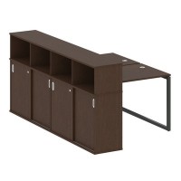 Metal System Quattro 4x4 40БО.РС-СШК-4.1 (Венге цаво/Антрацит) Рабочая станция на О-образном м/к с опорным шкафом-купе