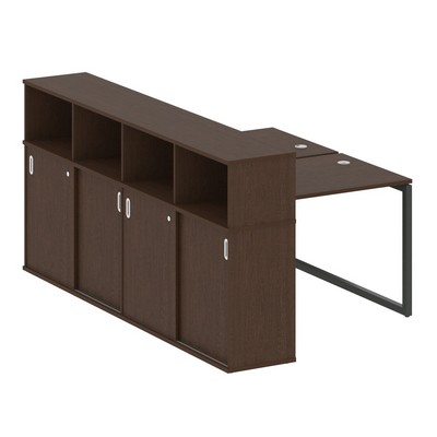 Metal System Quattro 4x4 40БО.РС-СШК-4.1 (Венге цаво/Антрацит) Рабочая станция на О-образном м/к с опорным шкафом-купе