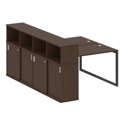 Metal System Quattro 4x4 40БО.РС-СШК-4.2 (Венге цаво/Черный) Рабочая станция на О-образном м/к с опорным шкафом-купе