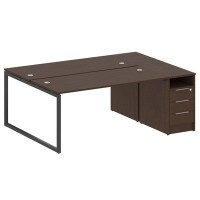 Metal System Quattro 4x4 40БО.РС-СТП-2.4 (Венге цаво/Антрацит) Рабочая станция на О-образном м/к с опорной тумбой