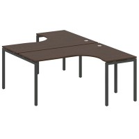 Metal System Quattro 4x4 40БП.РАС-СА-2.4 (Венге цаво/Черный) Рабочая станция криволинейная на П-образном м/к