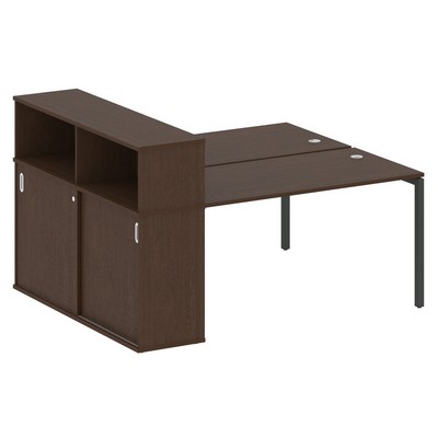 Metal System Quattro 4x4 40БП.РС-СШК-2.3 (Венге цаво/Черный) Рабочая станция на П-образном м/кс опорным шкафом-купе