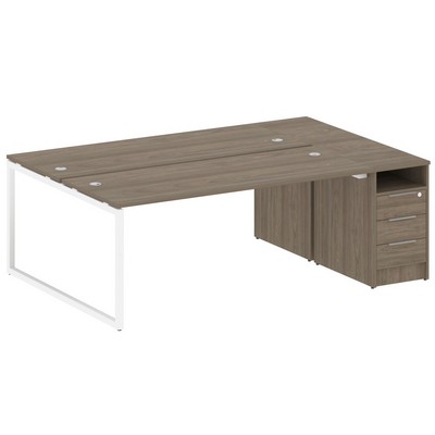 Metal System Quattro 4x4 40БО.РС-СТП-2.5 (Венге цаво/Белый) Рабочая станция на О-образном м/к с опорной тумбой