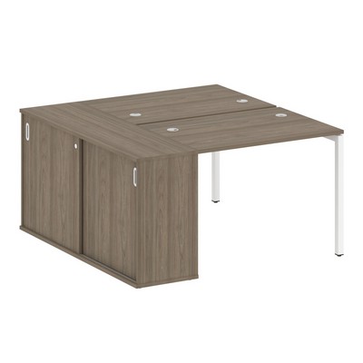 Metal System Quattro 4x4 40БП.РС-СШК-1.1 (Венге цаво/Белый) Рабочая станция на П-образном м/к с опорным шкафом-купе