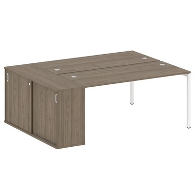 Metal System Quattro 4x4 40БП.РС-СШК-1.4 (Венге цаво/Белый) Рабочая станця на П-образном м/кя с опорным шкафом-купе