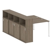 Metal System Quattro 4x4 40БП.РС-СШК-4.2 (Венге цаво/Белый) Рабочая станция на П-образном м/к с опорным шкафом-купе