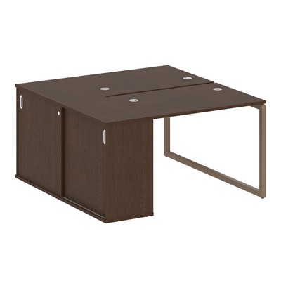 Metal System Quattro 4x4 40БО.РС-СШК-1.1 (Венге цаво/Мокко) Рабочая станция на О-образном м/к с опорным шкафом-купе