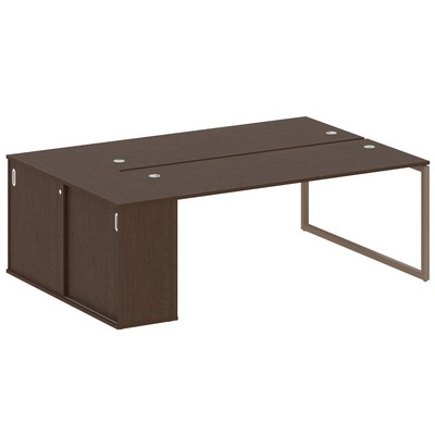 Metal System Quattro 4x4 40БО.РС-СШК-1.5 (Венге цаво/Мокко) Рабочая станция на О-образном м/к с опорным шкафом-купе