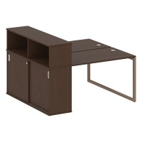 Metal System Quattro 4x4 40БО.РС-СШК-2.2 (Венге цаво/Мокко) Рабочая станция на О-образном м/к с опорным шкафом-купе