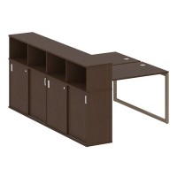 Metal System Quattro 4x4 40БО.РС-СШК-4.2 (Венге цаво/Мокко) Рабочая станция на О-образном м/к с опорным шкафом-купе