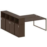 40БО.РС-СШК-4.5 (Венге цаво/Мокко) Рабочая станция на О-образном м/к с опорным шкафом-купе