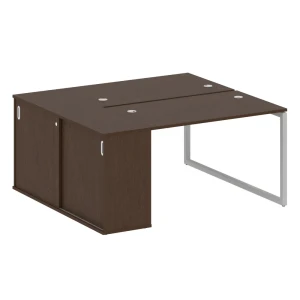 40БО.РС-СШК-1.2 (Венге цаво/Серый) Рабочая станция на О-образном м/к с опорным шкафом-купе