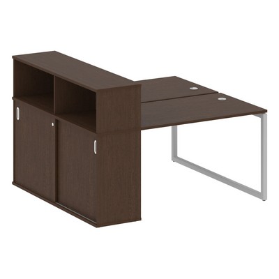 Metal System Quattro 4x4 40БО.РС-СШК-2.2 (Венге цаво/Серый) Рабочая станция на О-образном м/к с опорным шкафом-купе