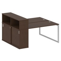 Metal System Quattro 4x4 40БО.РС-СШК-2.3 (Венге цаво/Серый) Рабочая станция на О-образном м/к с опорным шкафом-купе