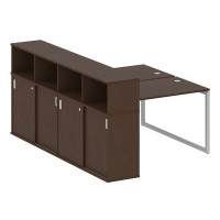 Metal System Quattro 4x4 40БО.РС-СШК-4.2 (Венге цаво/Серый) Рабочая станция на О-образном м/к с опорным шкафом-купе