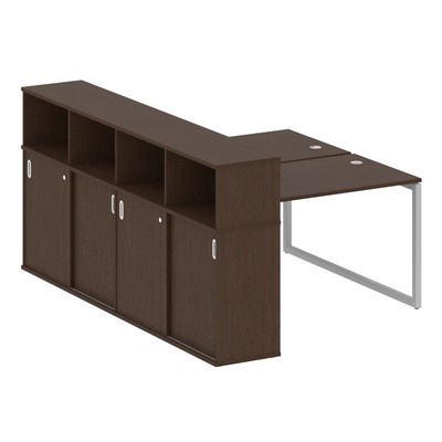 Metal System Quattro 4x4 40БО.РС-СШК-4.2 (Венге цаво/Серый) Рабочая станция на О-образном м/к с опорным шкафом-купе