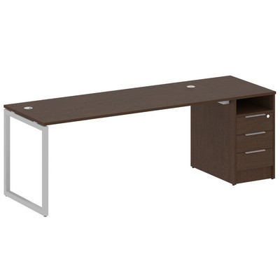 Metal System Quattro 4x4 40БО.РС-СТП -1.5 (Венге цаво/Серый) Рабочая станция на О-образном м/к с опорной тумбой