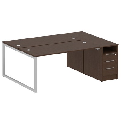 Metal System Quattro 4x4 40БО.РС-СТП-2.4 (Венге цаво/Серый) Рабочая станция на О-образном м/к с опорной тумбой