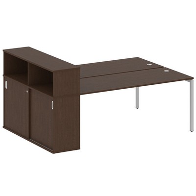 Metal System Quattro 4x4 40БП.РС-СШК-2.5 (Венге цаво/Серый) Рабочая станция на П-образном м/к с опорным шкафом-купе