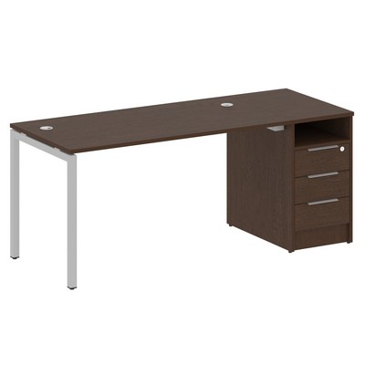 Metal System Quattro 4x4 40БП.РС-СТП -1.3 (Венге цаво/Серый) Рабочая станция на П-образном м/к с опорной тумбой