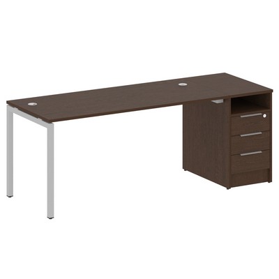 Metal System Quattro 4x4 40БП.РС-СТП -1.4 (Венге цаво/Серый) Рабочая станция на П-образном м/к с опорной тумбой