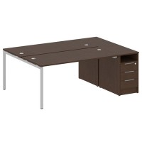 Metal System Quattro 4x4 40БП.РС-СТП-2.4 (Венге цаво/Серый) Рабочая станция на П-образном м/к с опорной тумбой