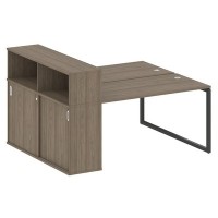 Metal System Quattro 4x4 40БО.РС-СШК-2.3 (Вяз благородный/Антрацит) Рабочая станция на О-образном м/к с опорным шкафом-купе