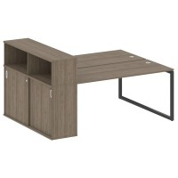 Metal System Quattro 4x4 40БО.РС-СШК-2.4 (Вяз благородный/Антрацит) Рабочая станция на О-образном м/к с опорным шкафом-купе